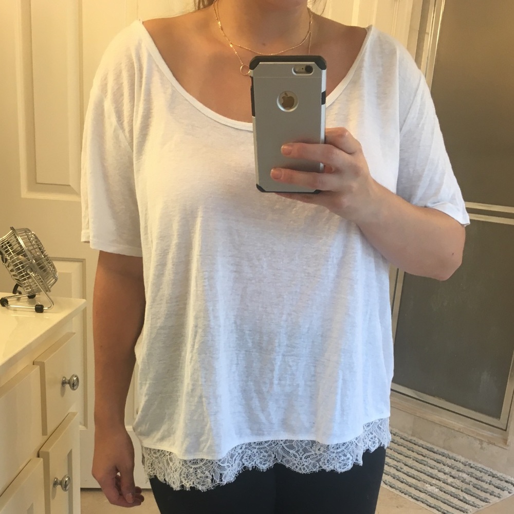 LOFT lace hem T-shirt